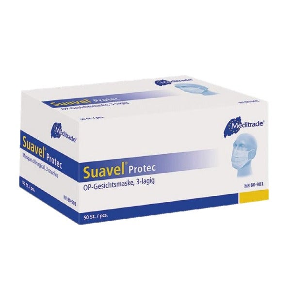 Kirurginen suu-nen&auml;suojus Suavel Protec (IIR), sininen 50 kpl