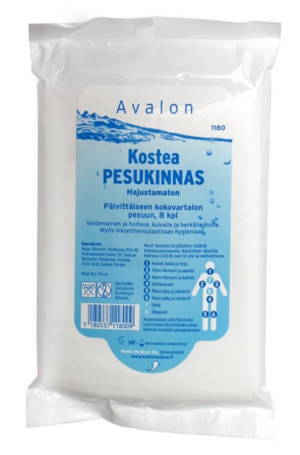 Avalon Kostea Pesukinnas, hajustamaton, l&auml;mmitett&auml;v&auml;, 8 kpl/pkt