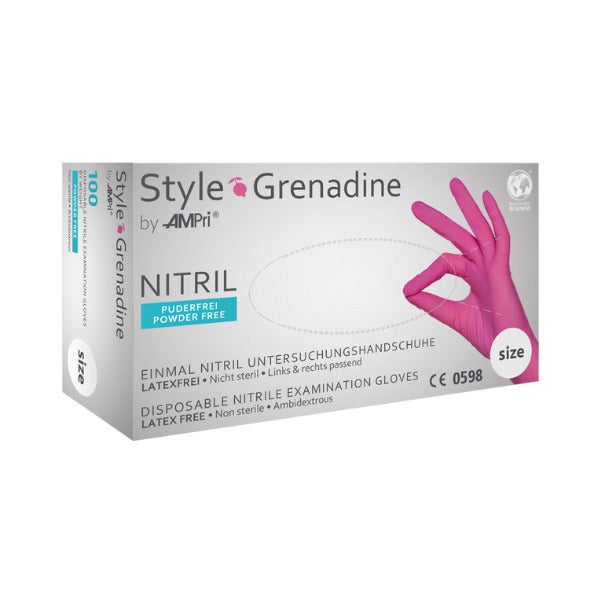 Nitriilik&auml;sine (S) Style Grenadine, Pinkki, 100 kpl/ktl